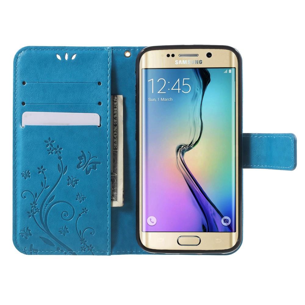 Samsung Galaxy S6 Edge Handyhülle mit Schmetterlingsmuster, Blau