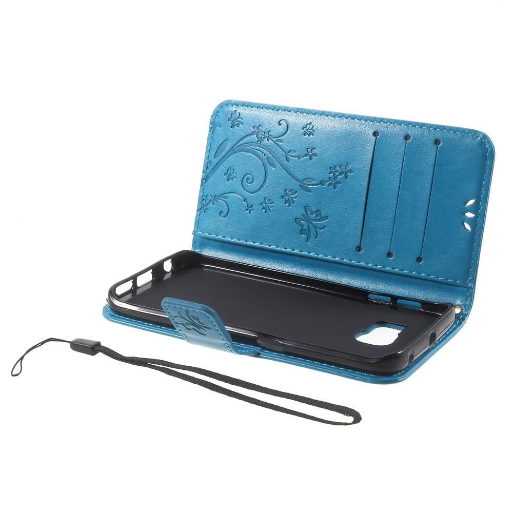 Samsung Galaxy S6 Edge Handyhülle mit Schmetterlingsmuster, Blau