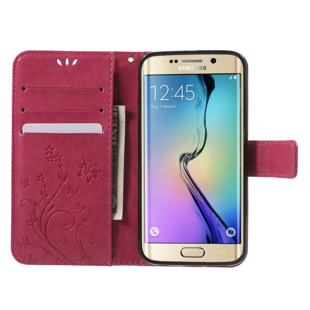 Samsung Galaxy S6 Edge Handyhülle mit Schmetterlingsmuster, rosa