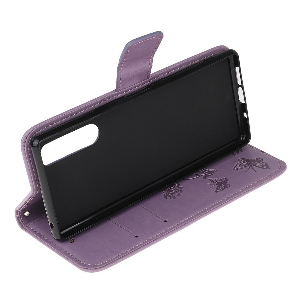 Sony Xperia 5 Handyhülle mit Schmetterlingsmuster, Lila