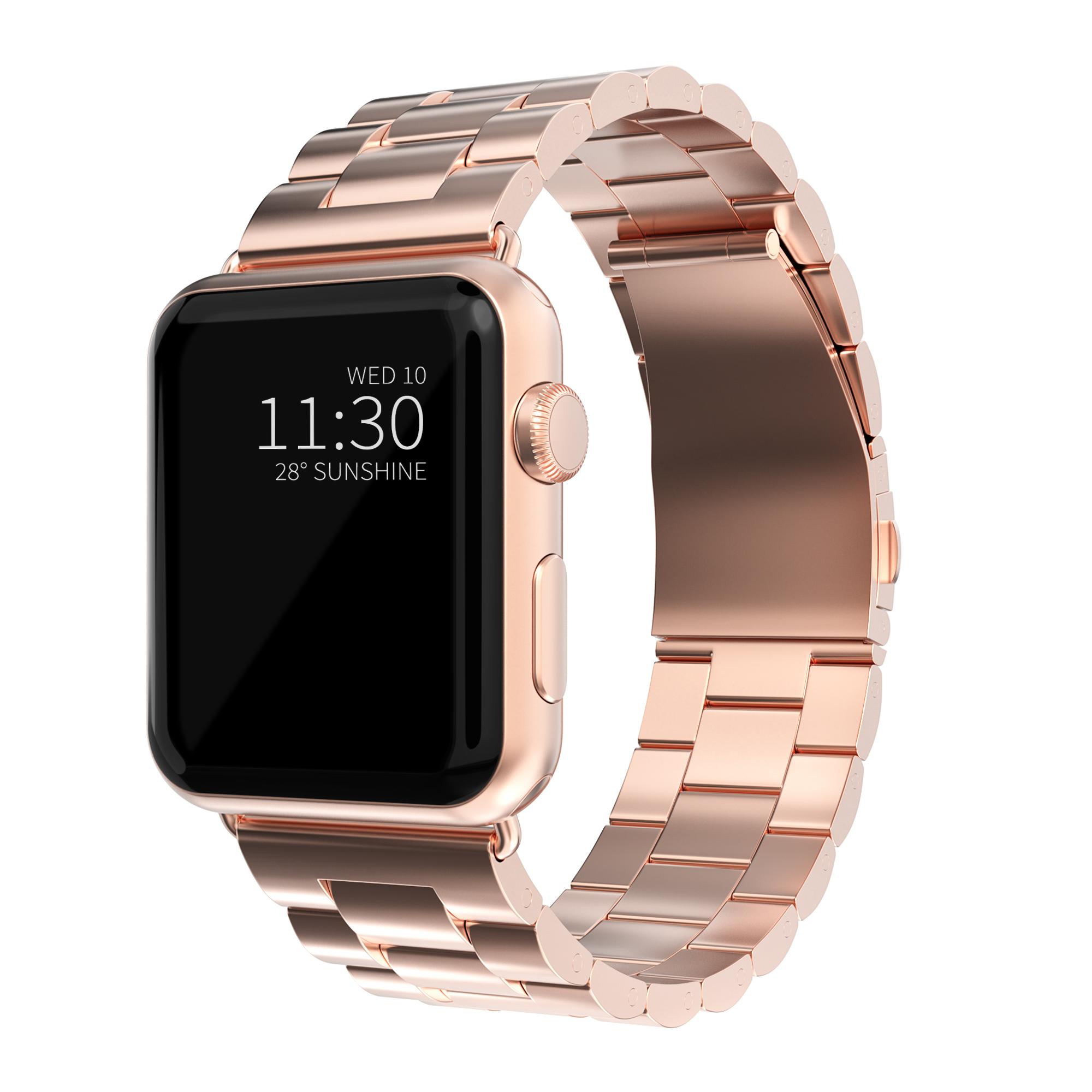 Apple Watch 45mm Series 9 Armband aus Stahl roségold