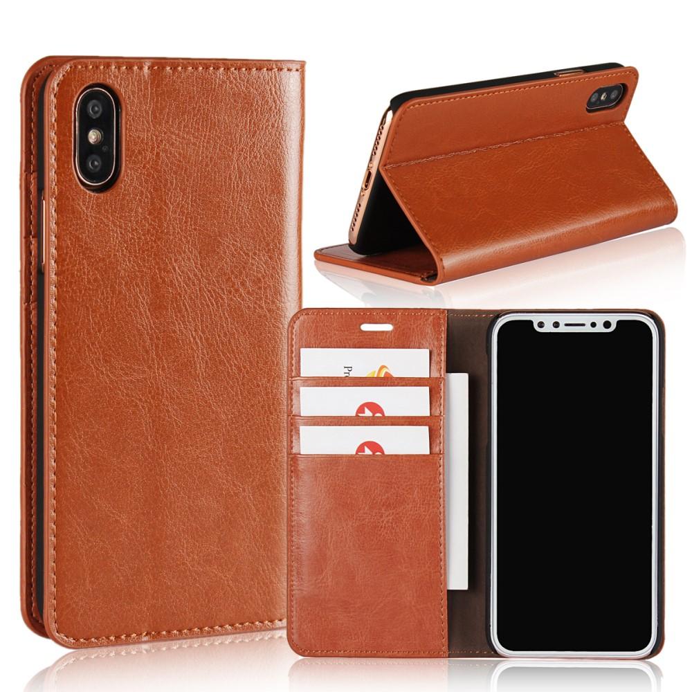 iPhone X/XS Handytasche aus Echtem Leder Braun