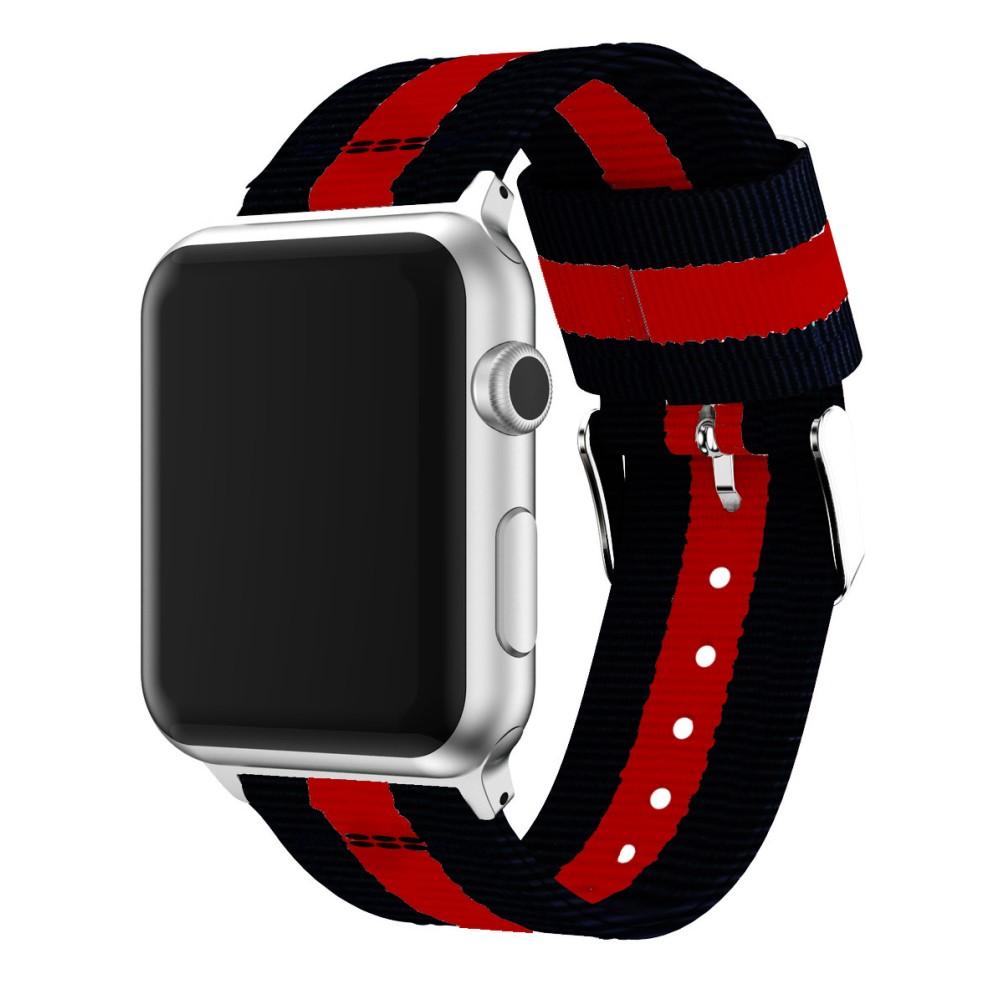 Apple Watch 45mm Series 9 Nylon-Armband schwarz/rot