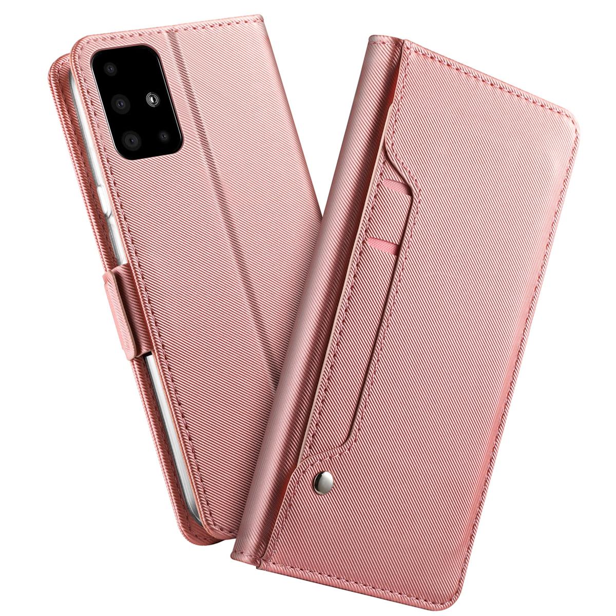 Samsung Galaxy A51 Portemonnaie-Hülle Spiegel Rosa