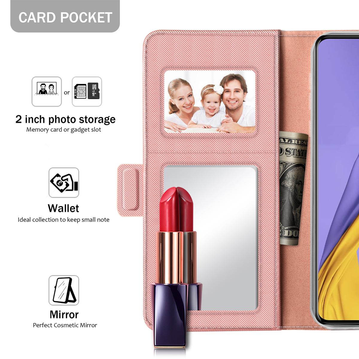 Samsung Galaxy A51 Portemonnaie-Hülle Spiegel Rosa