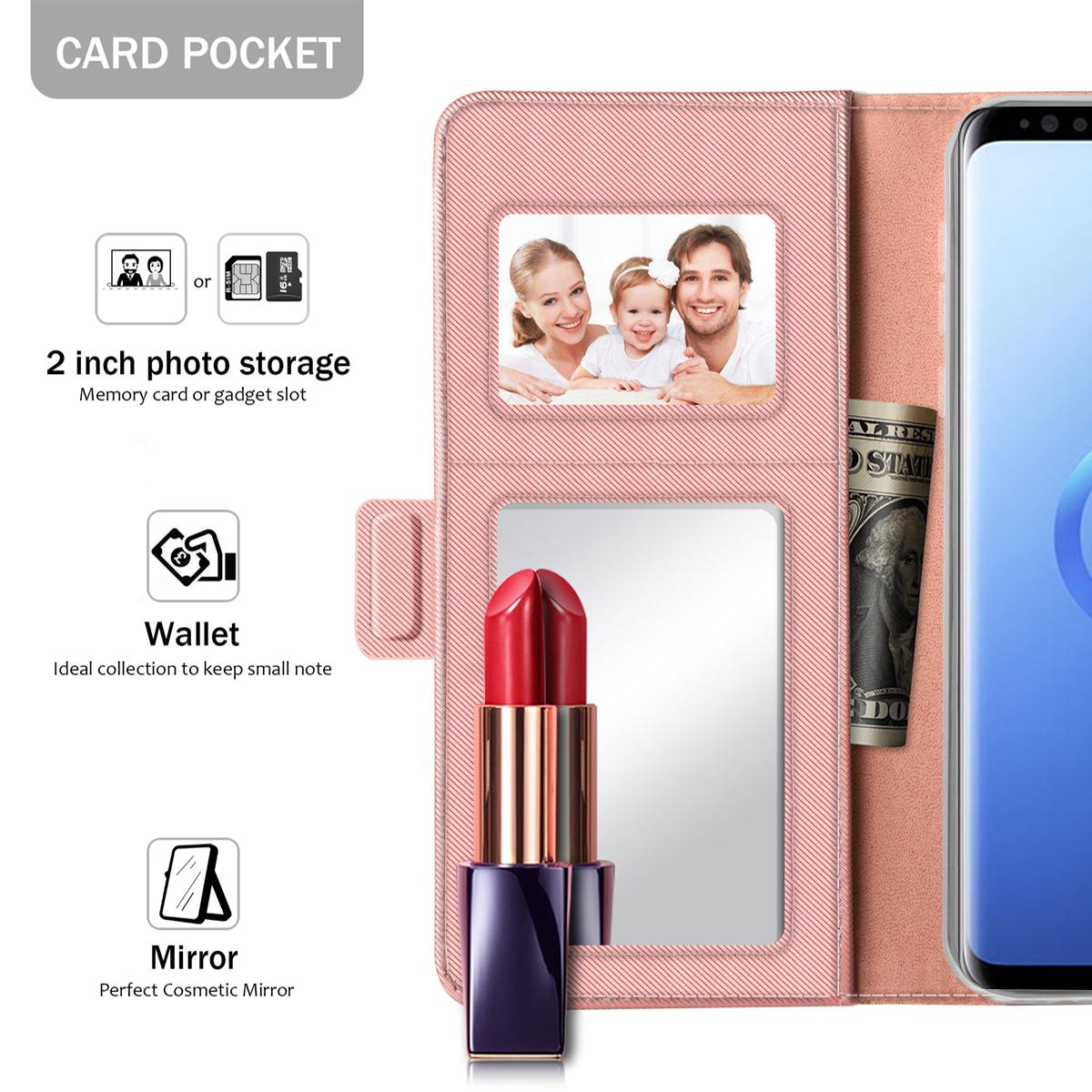 Samsung Galaxy S9 Plus Portemonnaie-Hülle Spiegel Rosa