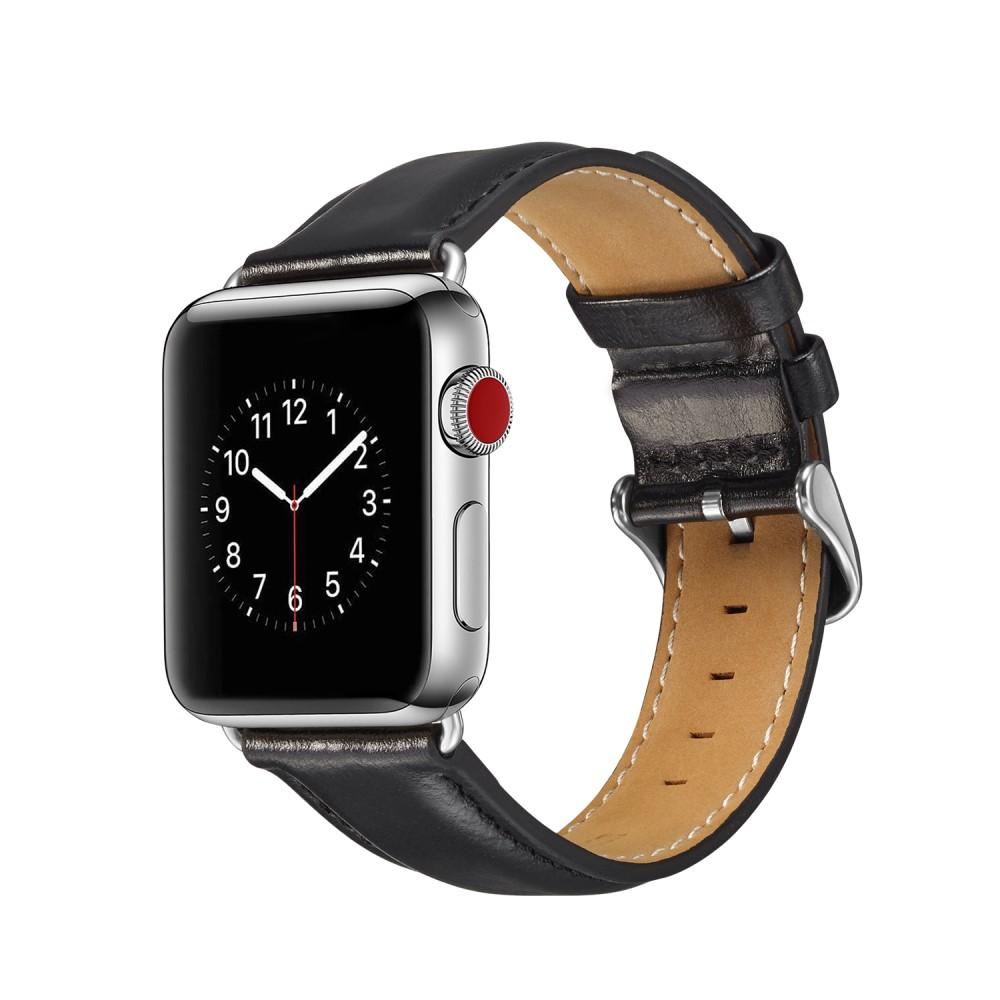 Apple Watch 45mm Series 8 Premium Leather Armband Black