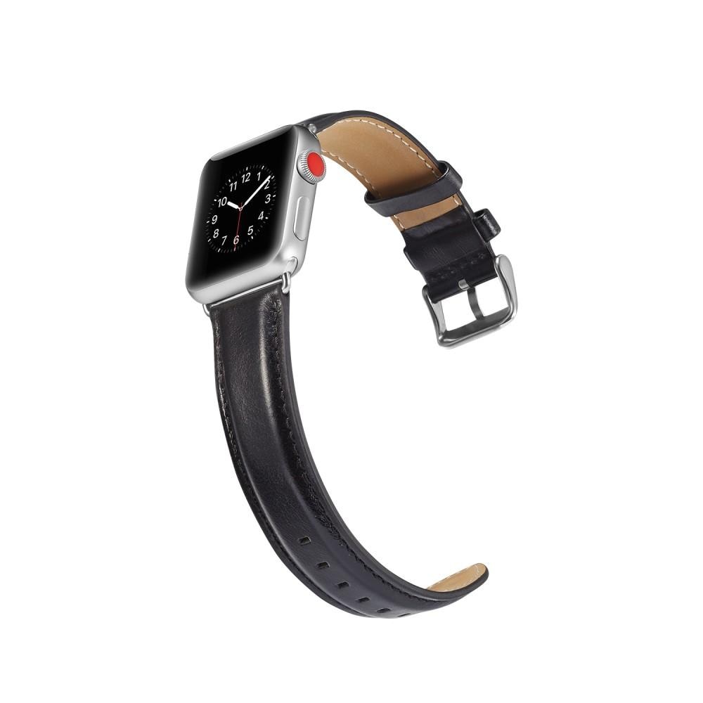 Apple Watch 45mm Series 8 Premium Leather Armband Black