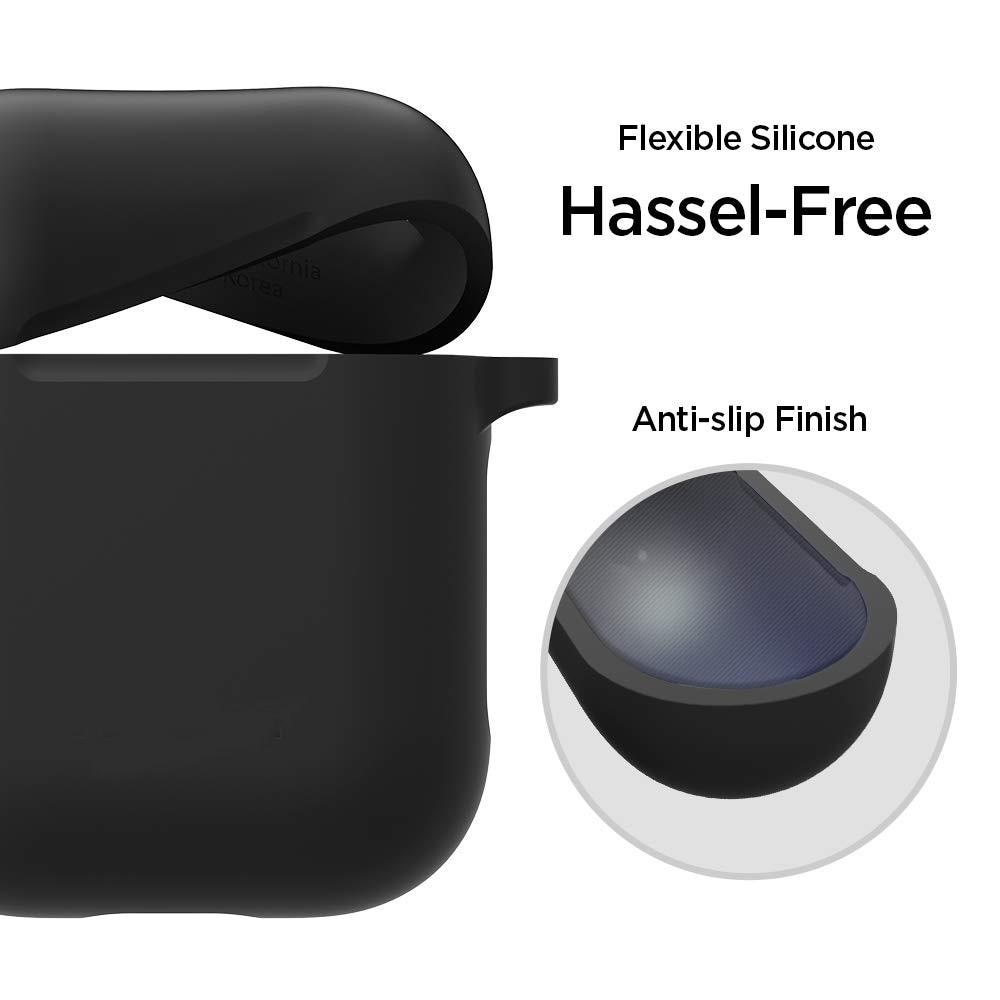 AirPods Silikonhülle mit Karabiner-Ring Schwarz