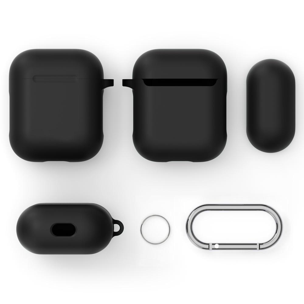 AirPods Silikonhülle mit Karabiner-Ring Schwarz