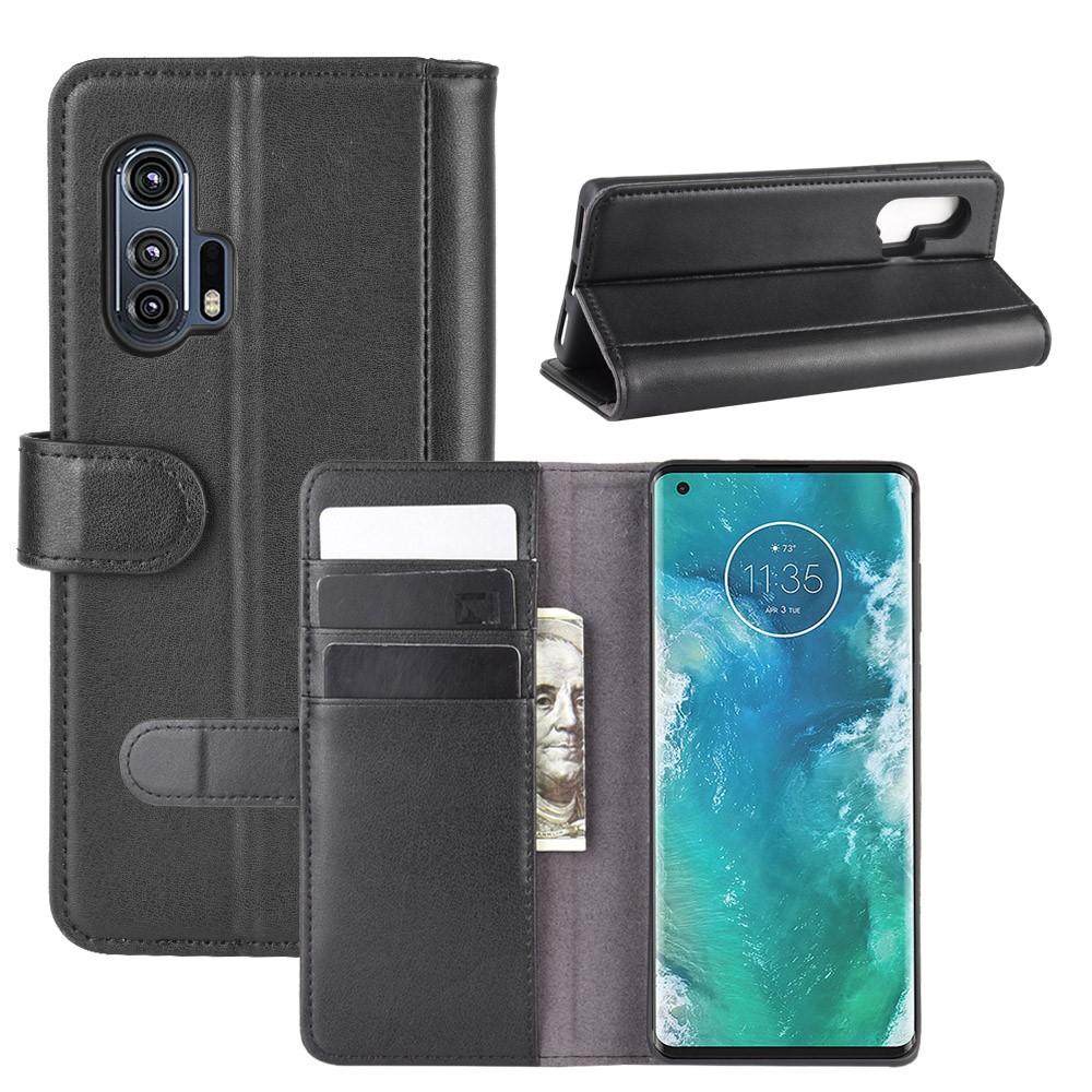 Motorola Edge Plus Lederhülle aus Echtem Leder, schwarz