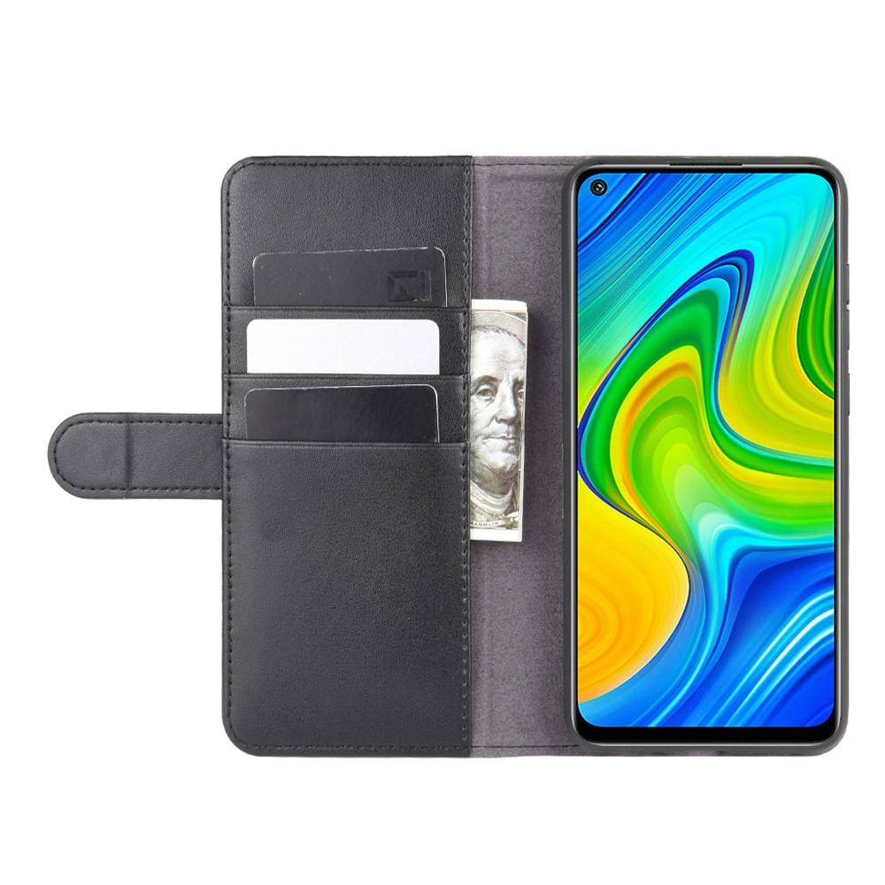 Xiaomi Redmi Note 9 Echtlederhülle, schwarz