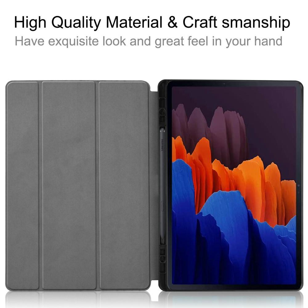 Samsung Galaxy Tab S7 Plus/S8 Plus 12.4 Tri-Fold Case Schutzhülle Schwarz