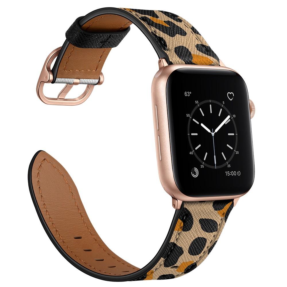 Apple Watch 45mm Series 8 Lederarmband Leopard