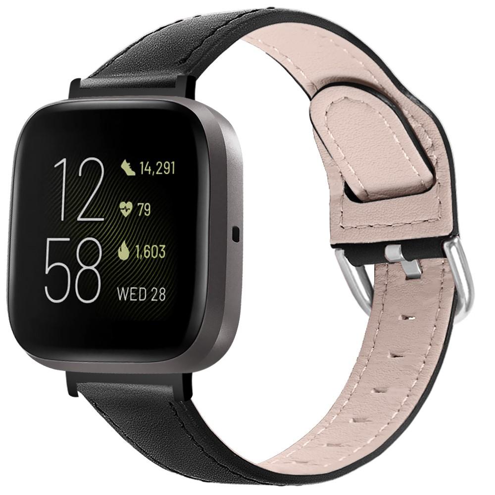 Fitbit Versa 3/Sense Lederarmband Schwarz