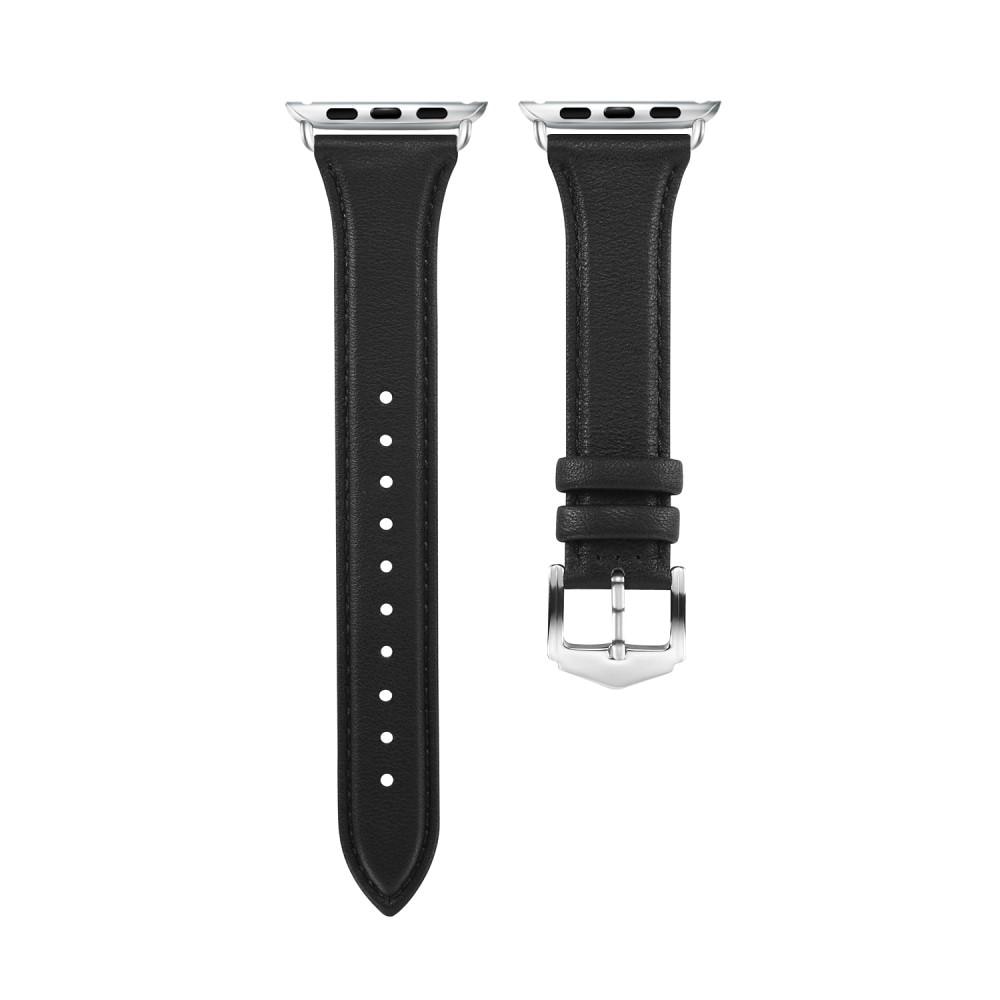 Apple Watch 45mm Series 8 Slim Lederarmband Schwarz