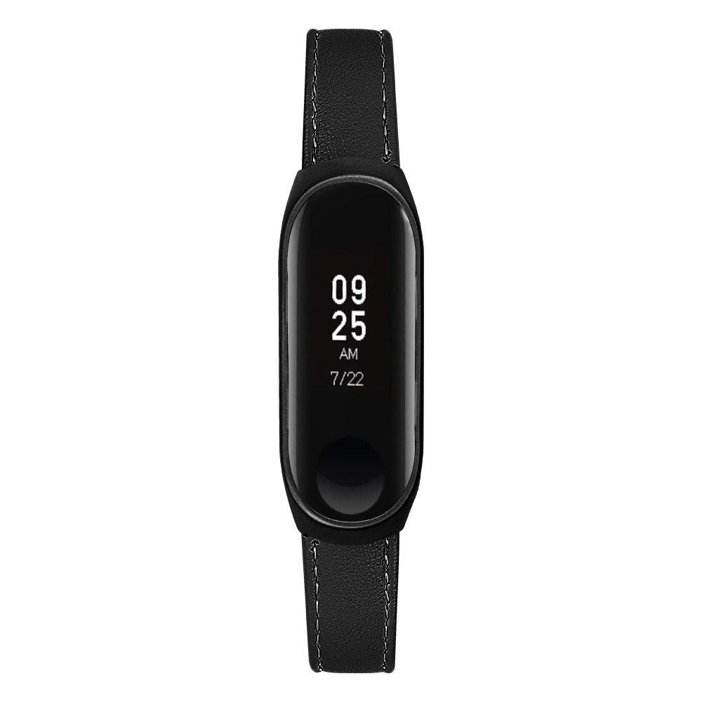 Xiaomi Mi Band 5/6 Lederarmband Schwarz