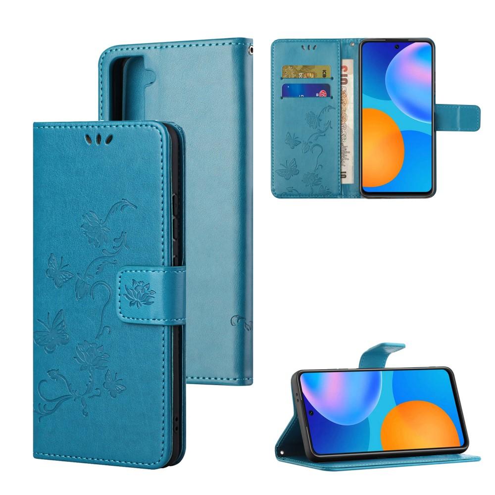 Samsung Galaxy S21 FE Handyhülle mit Schmetterlingsmuster, Blau