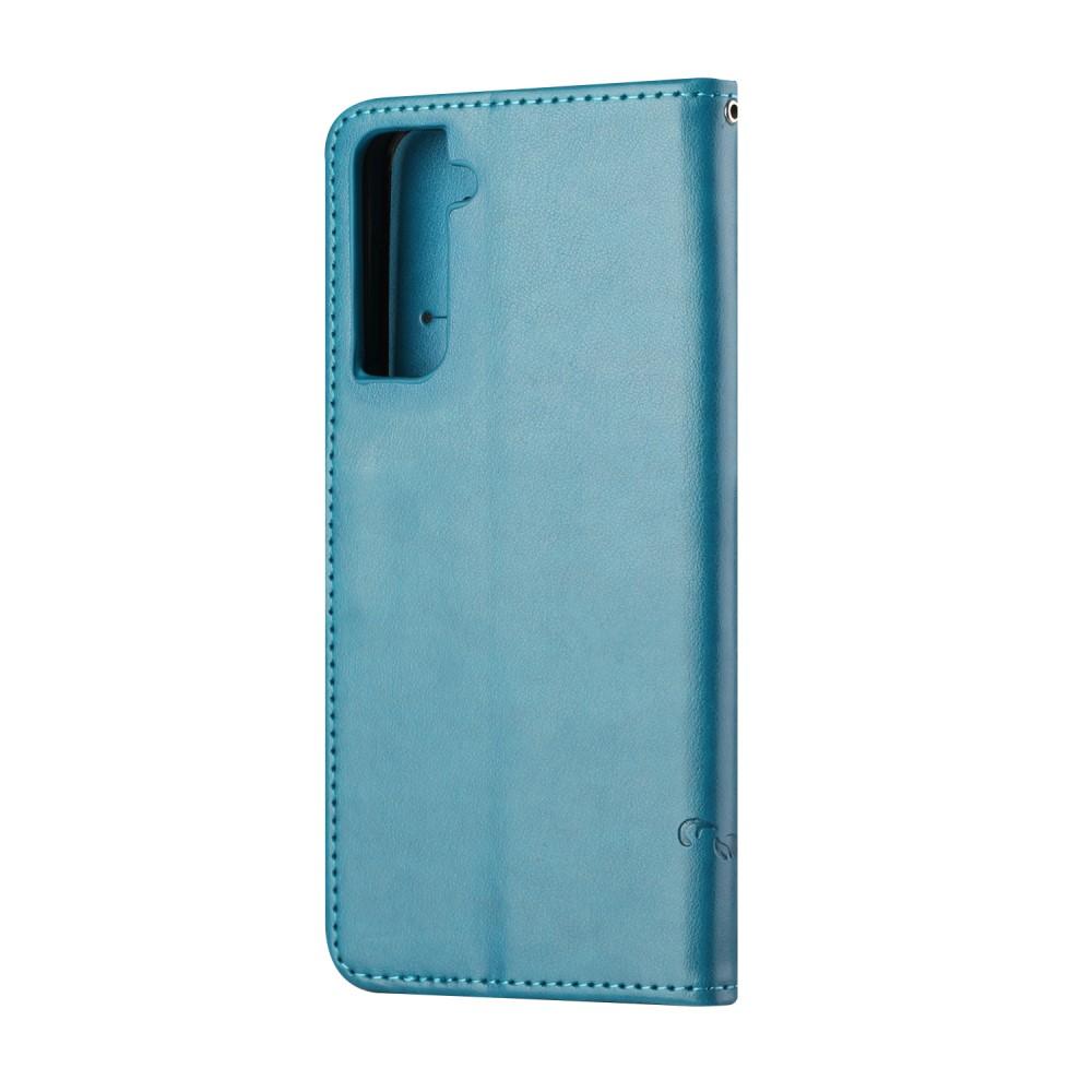 Samsung Galaxy S21 FE Handyhülle mit Schmetterlingsmuster, Blau