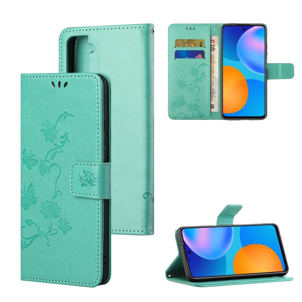Samsung Galaxy S21 FE Handyhülle mit Schmetterlingsmuster, grün