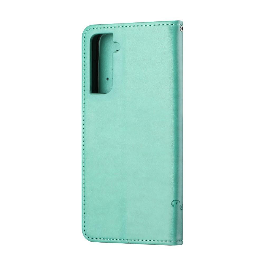 Samsung Galaxy S21 FE Handyhülle mit Schmetterlingsmuster, Grün