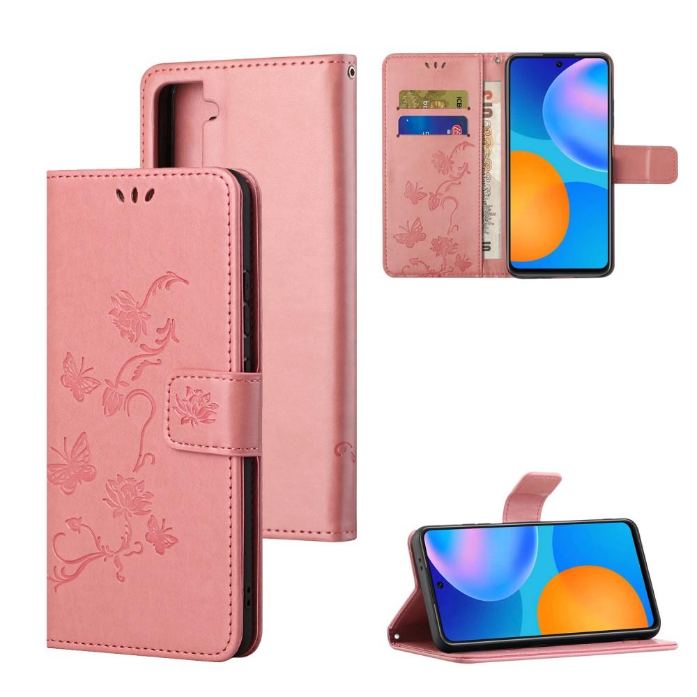 Samsung Galaxy S21 FE Handyhülle mit Schmetterlingsmuster, Rosa