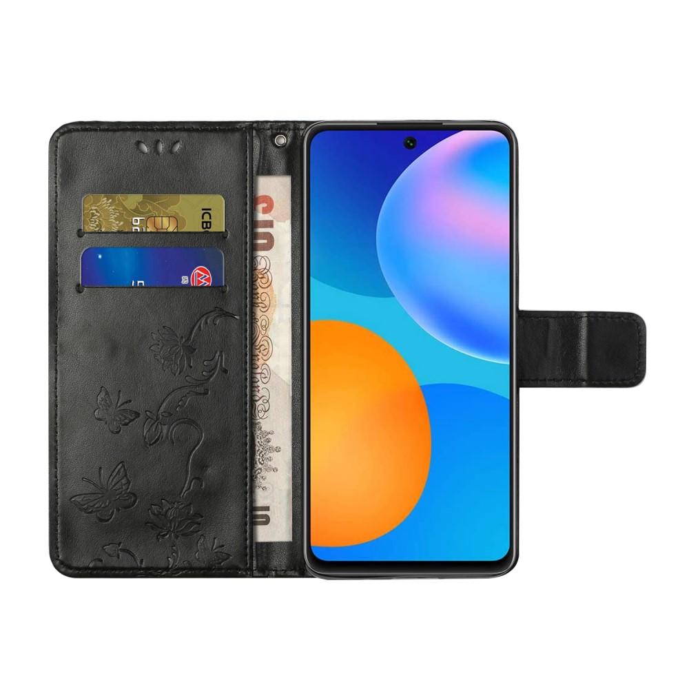 Samsung Galaxy S21 FE Handyhülle mit Schmetterlingsmuster, Schwarz