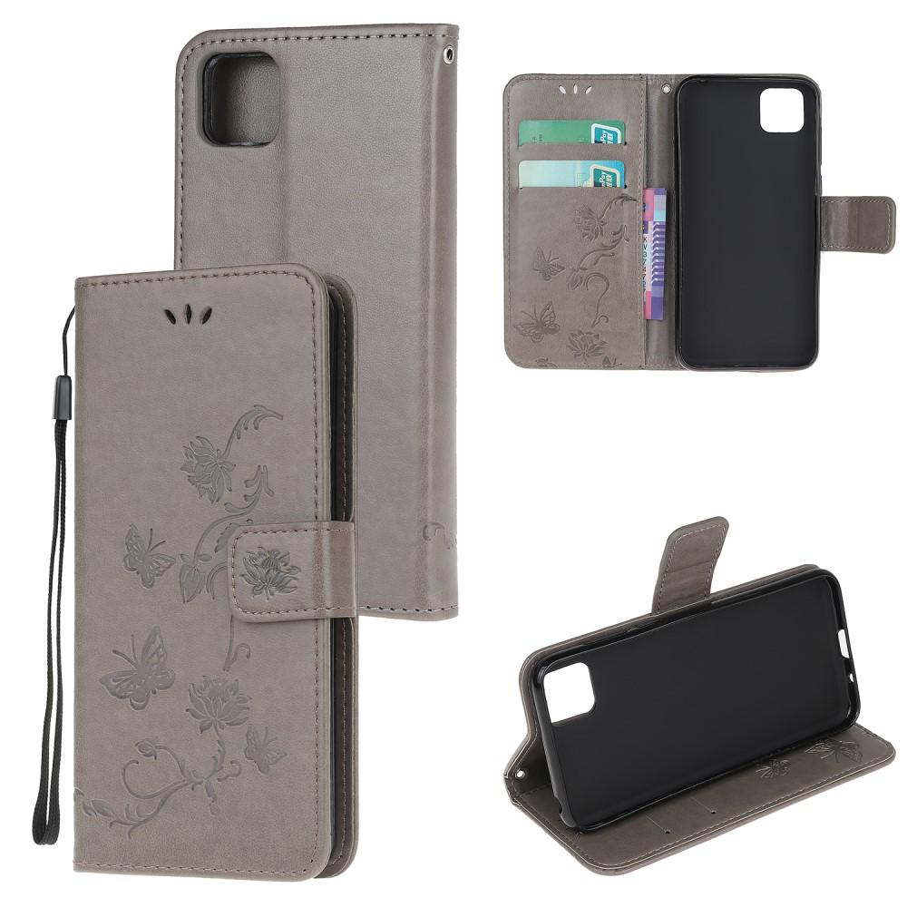 Huawei Y5p Handyhülle mit Schmetterlingsmuster, Grau