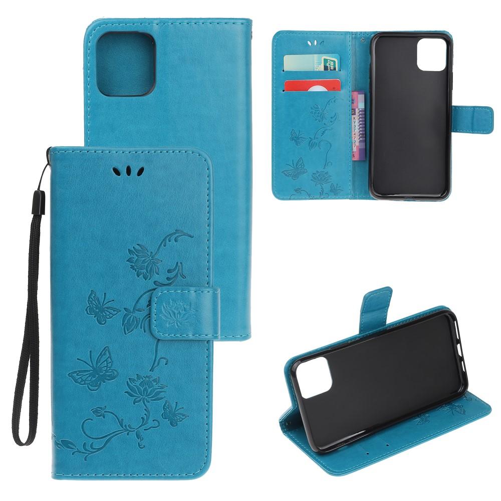 iPhone 12 Mini Handyhülle mit Schmetterlingsmuster, blau
