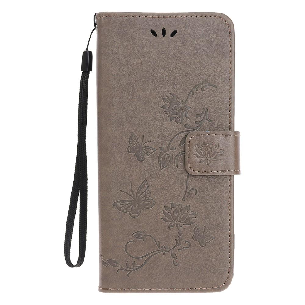 iPhone 12 Mini Handyhülle mit Schmetterlingsmuster, grau