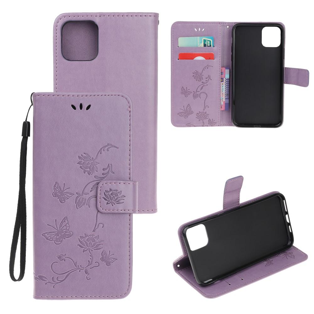 iPhone 12 Mini Handyhülle mit Schmetterlingsmuster, lila