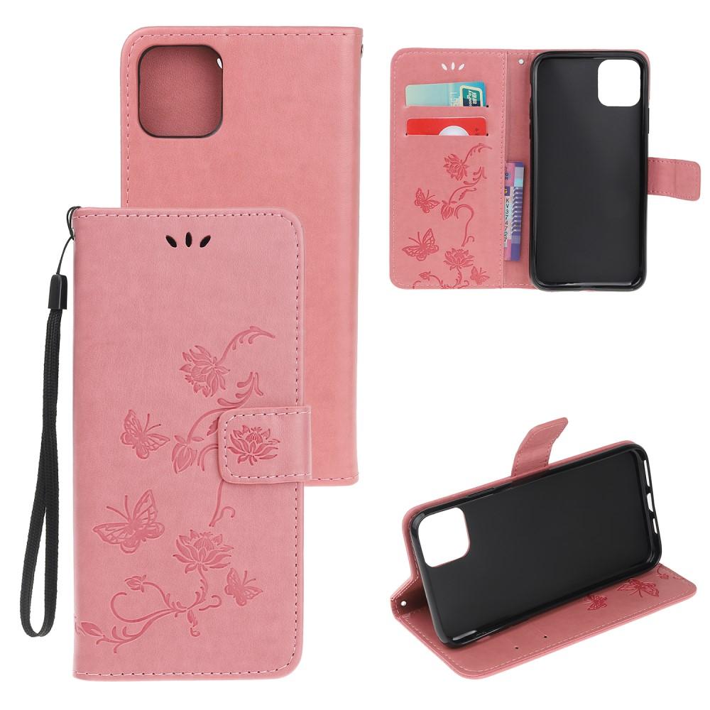 iPhone 12 Mini Handyhülle mit Schmetterlingsmuster, rosa