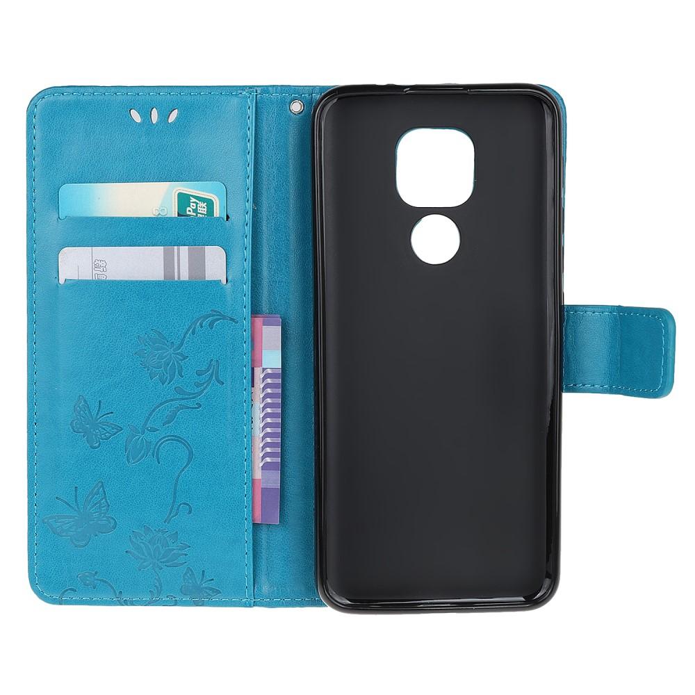 Motorola Moto E7 Plus/Moto G9 Play Handyhülle mit Schmetterlingsmuster, Blau