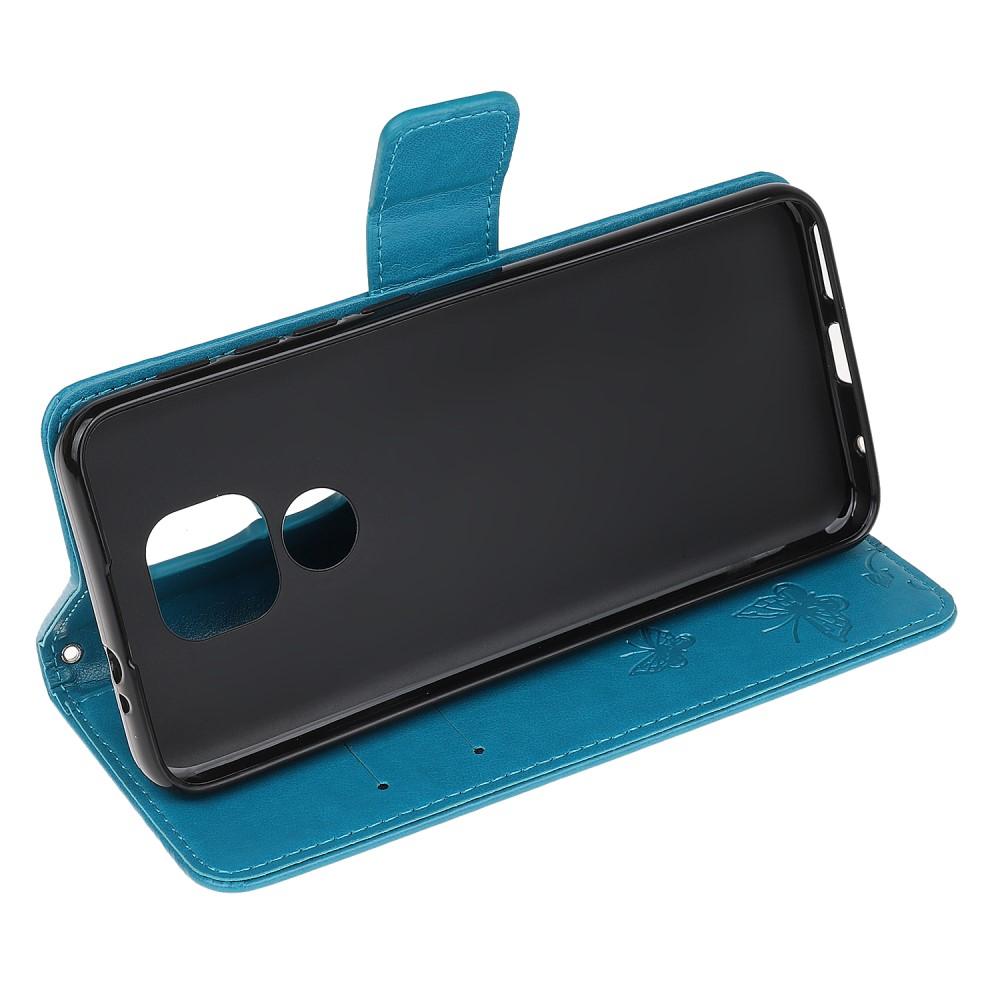 Motorola Moto E7 Plus/Moto G9 Play Handyhülle mit Schmetterlingsmuster, Blau
