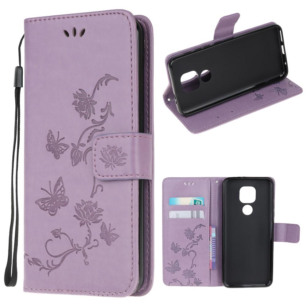 Motorola Moto G9 Play/E7 Plus Handyhülle mit Schmetterlingsmuster, lila