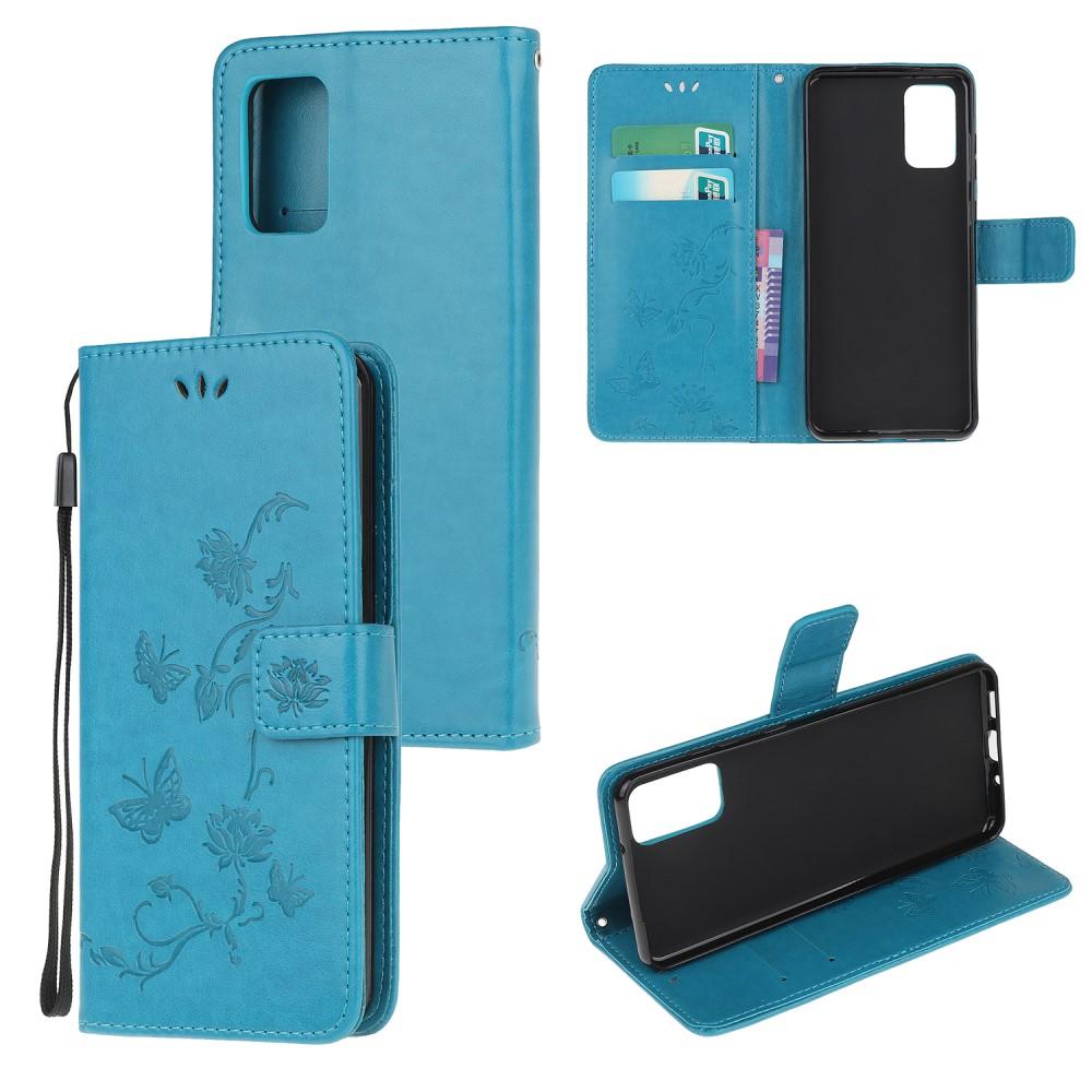 Motorola Moto G9 Plus Handyhülle mit Schmetterlingsmuster, blau