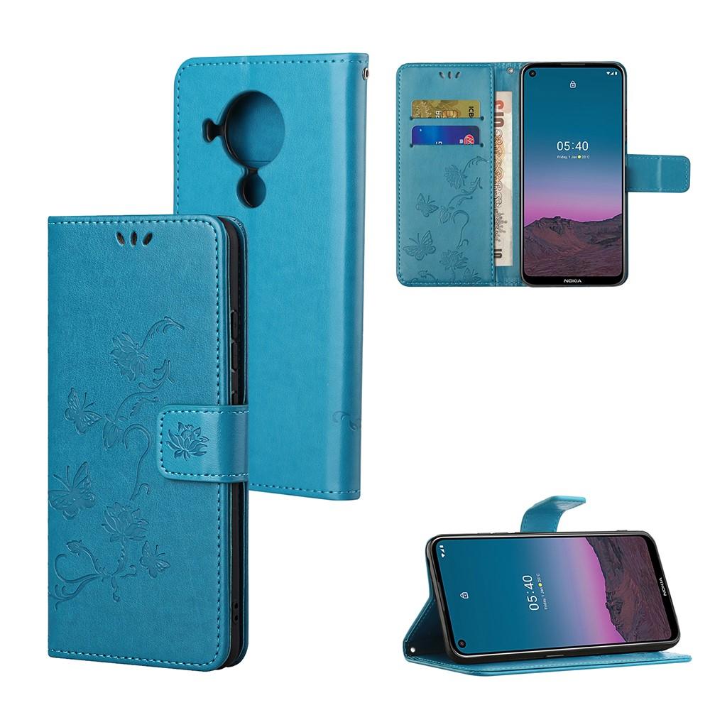 Nokia 5.4 Handyhülle mit Schmetterlingsmuster, blau