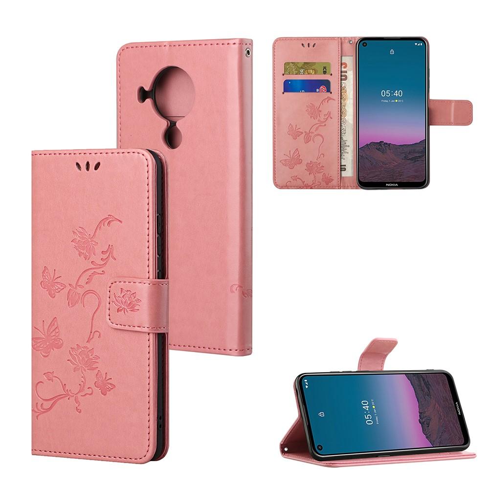 Nokia 5.4 Handyhülle mit Schmetterlingsmuster, rosa