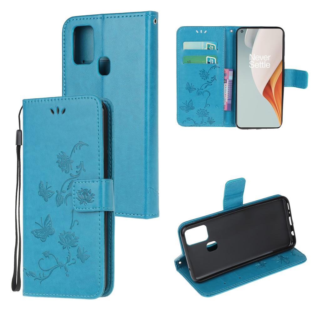 OnePlus Nord N100 Handyhülle mit Schmetterlingsmuster, blau