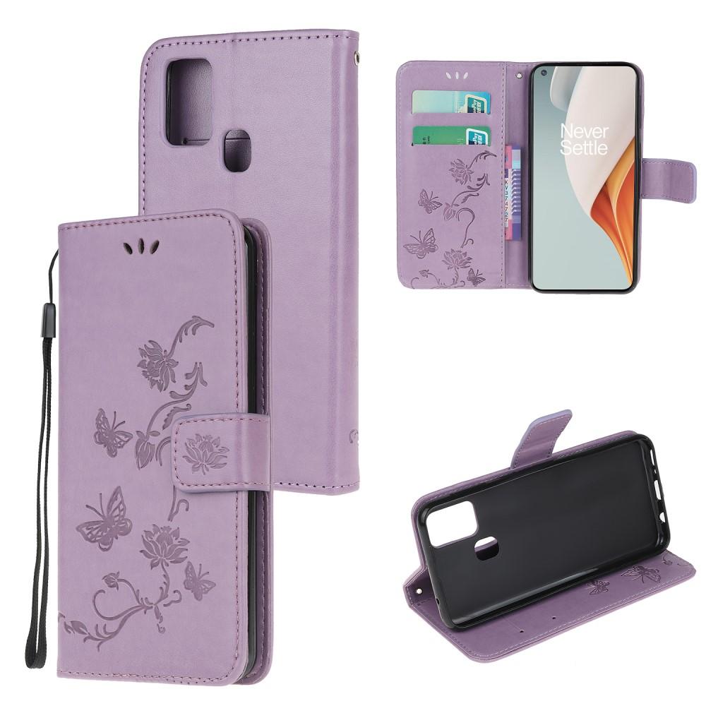  OnePlus Nord N100 Handyhülle mit Schmetterlingsmuster, Lila