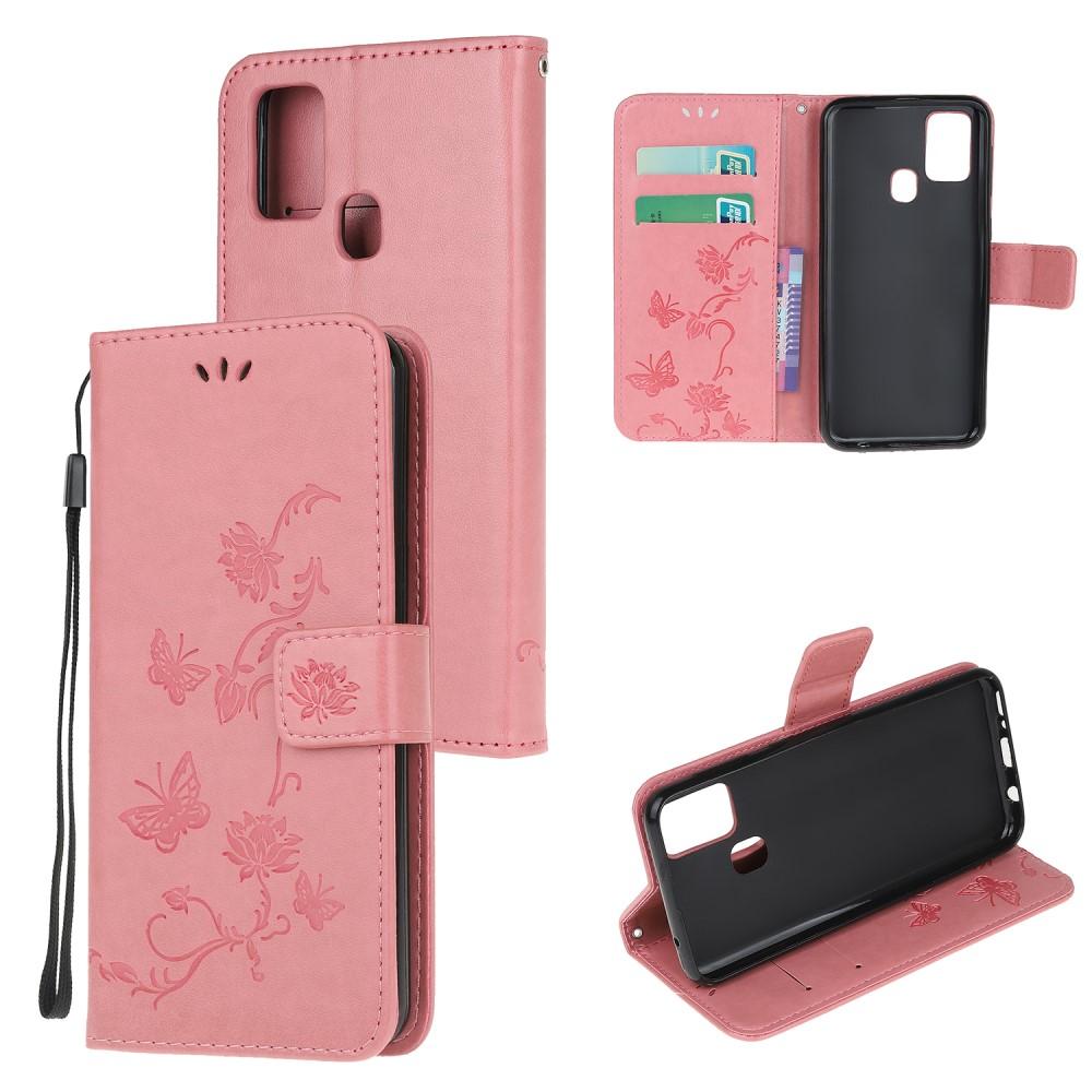 OnePlus Nord N10 5G Handyhülle mit Schmetterlingsmuster, rosa