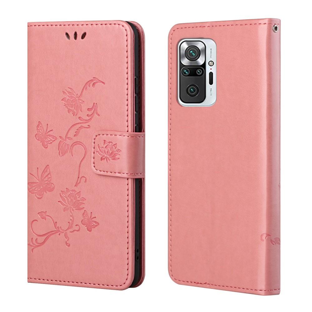 Xiaomi Redmi Note 10 Pro Handyhülle mit Schmetterlingsmuster, rosa