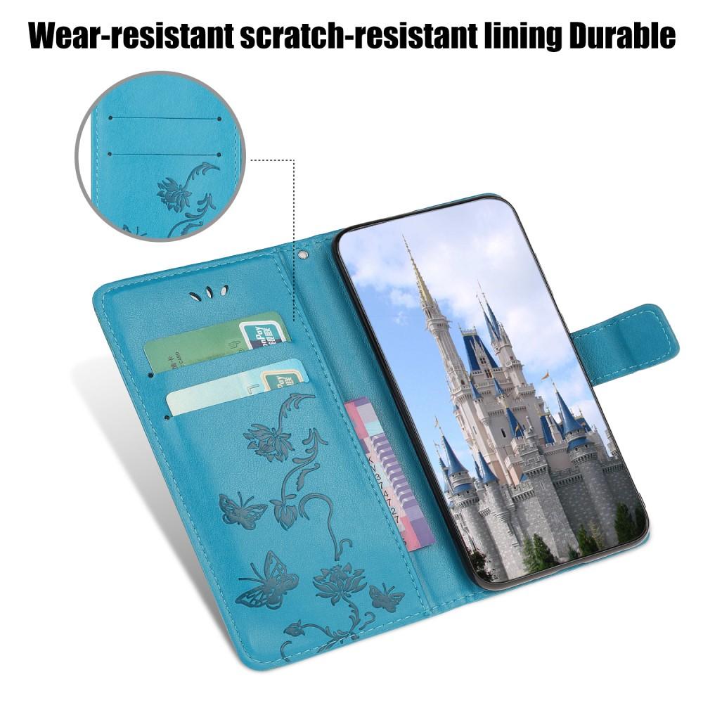 Samsung Galaxy A12 5G Handyhülle mit Schmetterlingsmuster, Blau