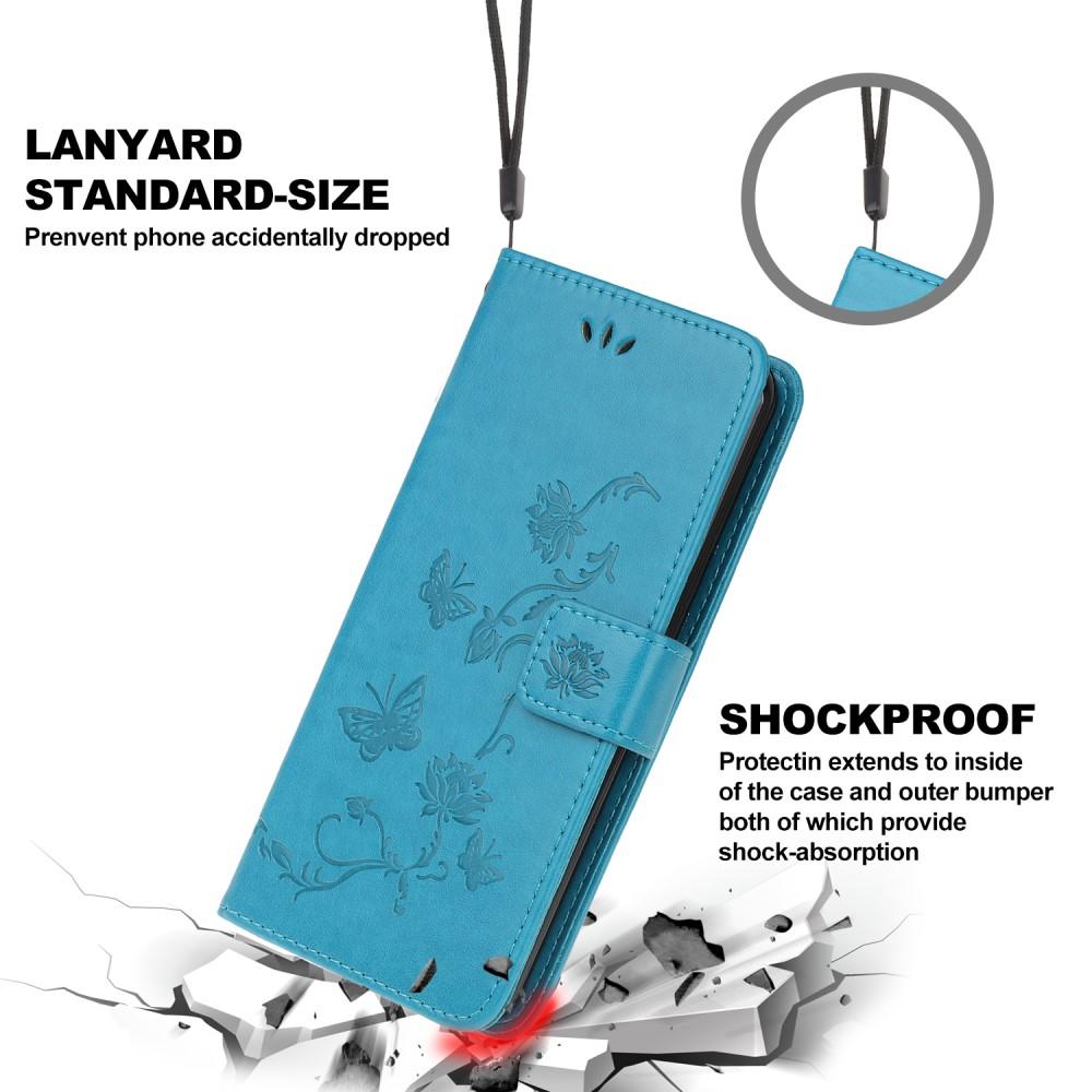 Samsung Galaxy A12 5G Handyhülle mit Schmetterlingsmuster, Blau