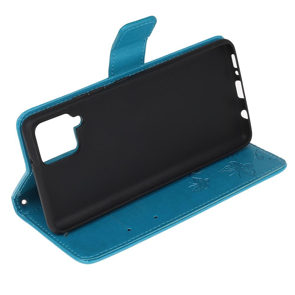 Samsung Galaxy A12 5G Handyhülle mit Schmetterlingsmuster, Blau