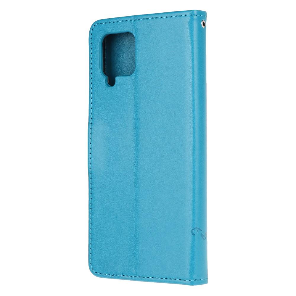 Samsung Galaxy A12 5G Handyhülle mit Schmetterlingsmuster, blau