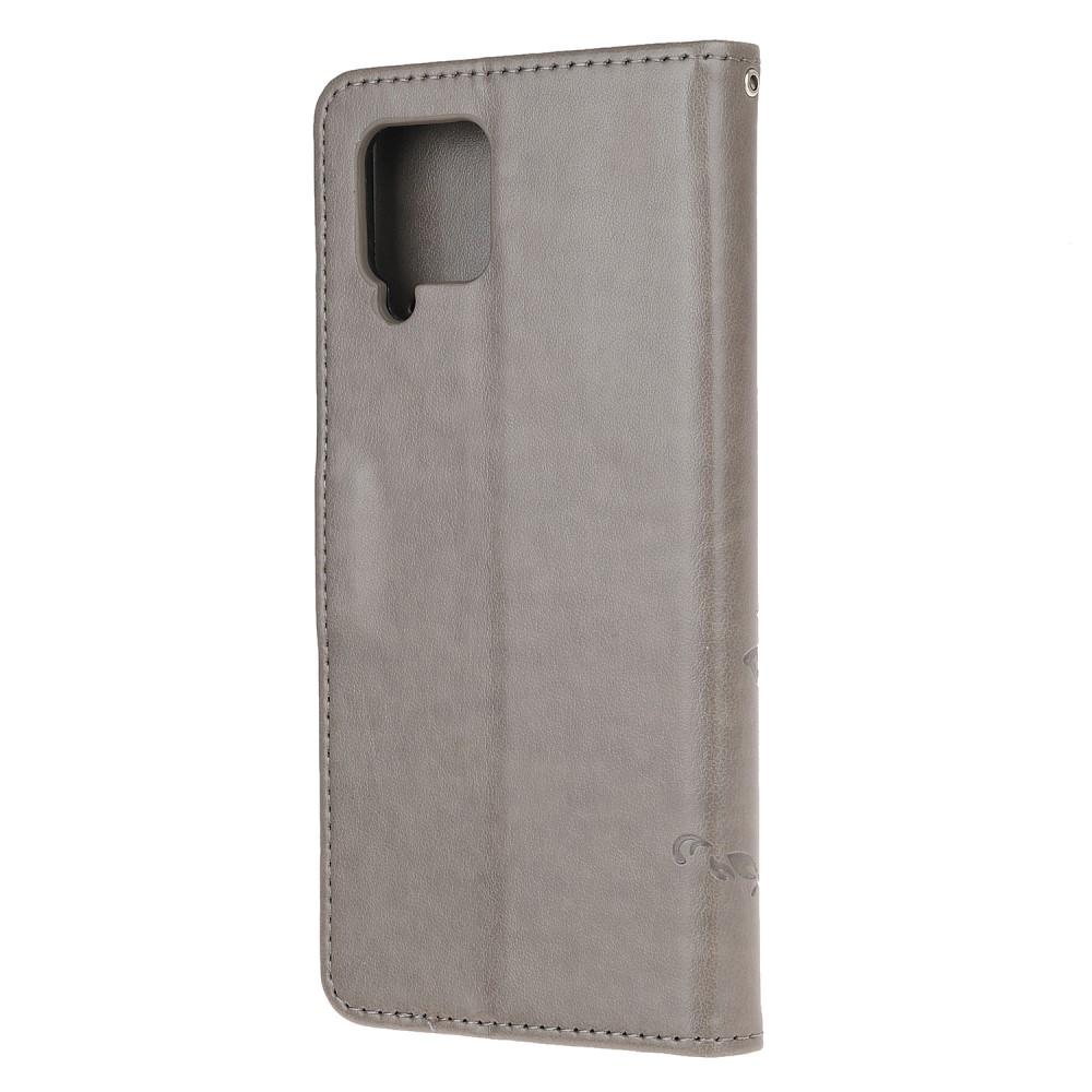 Samsung Galaxy A12 5G Handyhülle mit Schmetterlingsmuster, Grau