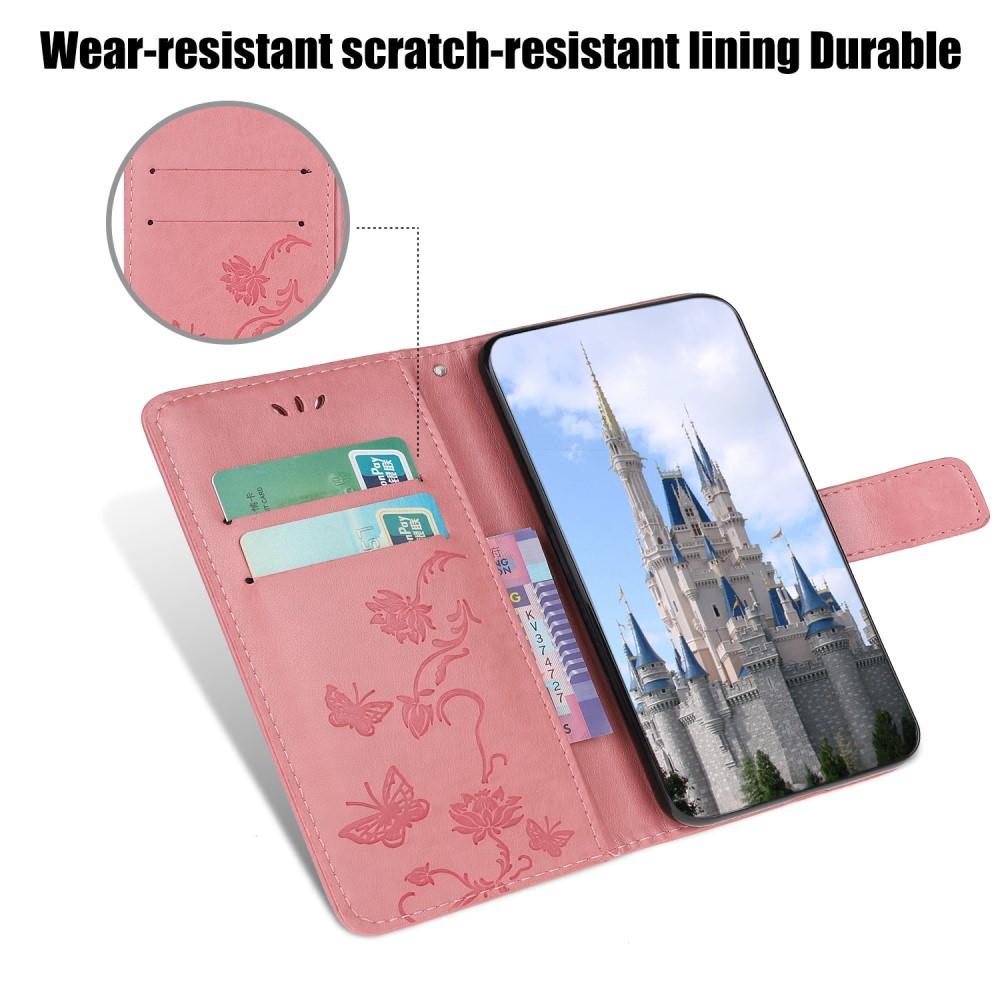 Samsung Galaxy A12 5G Handyhülle mit Schmetterlingsmuster, Rosa