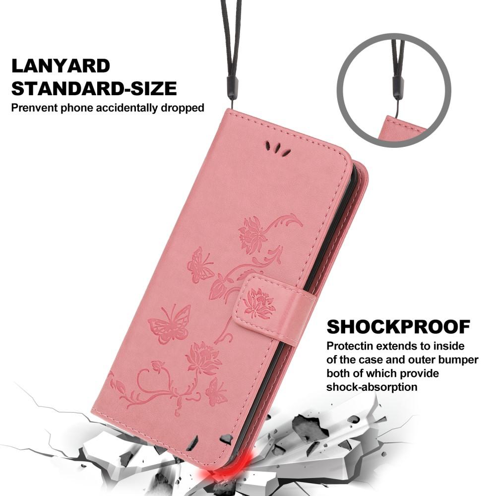 Samsung Galaxy A12 5G Handyhülle mit Schmetterlingsmuster, Rosa
