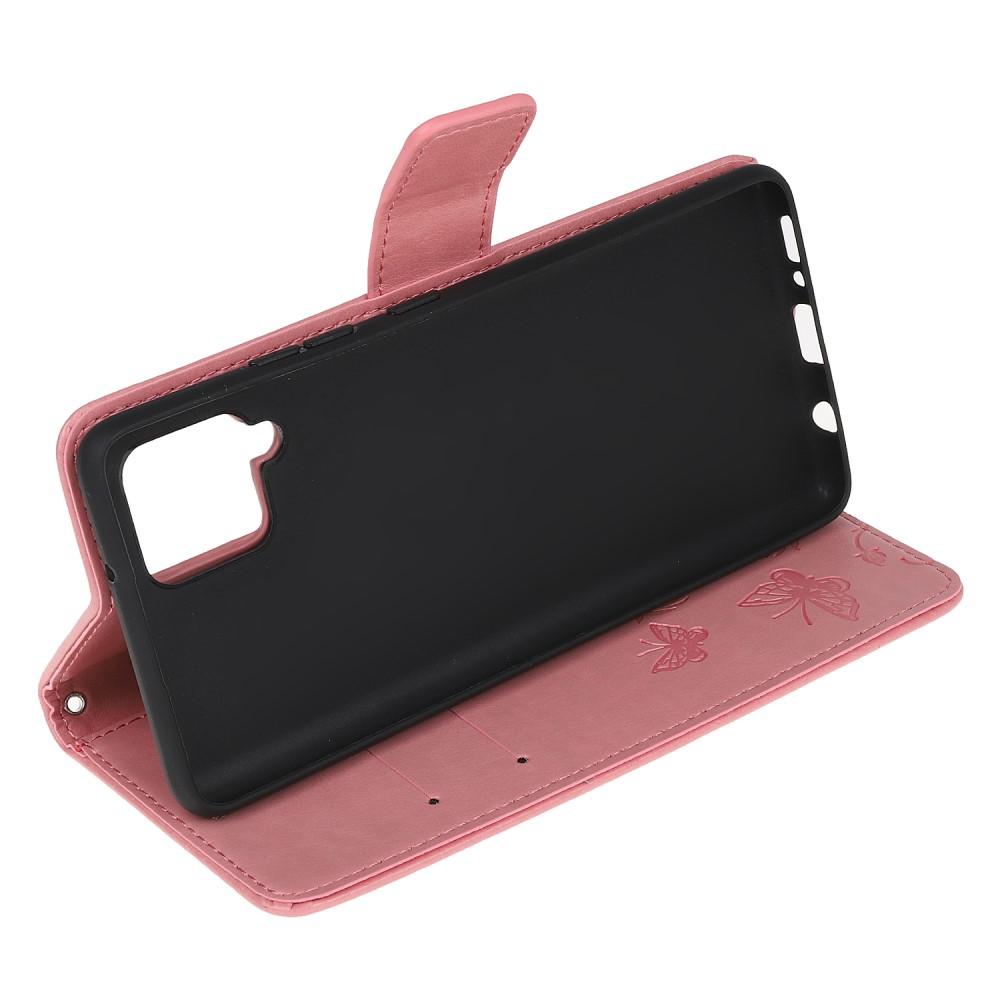 Samsung Galaxy A12 5G Handyhülle mit Schmetterlingsmuster, Rosa